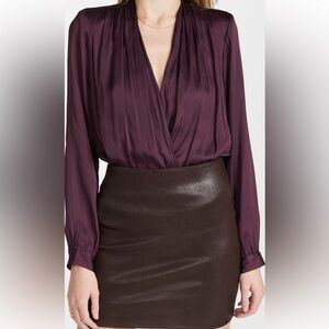 Paige Sevilla Thong Body Suit, Small, eggplant